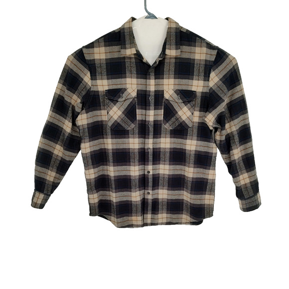 Banana Republic Men's Blue Beige Plaid Flannel Button Shirt Size XL Pockets Cuff - Picture 1 of 12